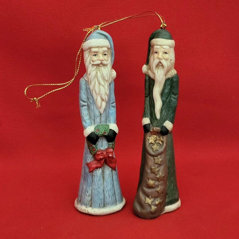 Santa Figurine Christmas Ornament Ser of 2